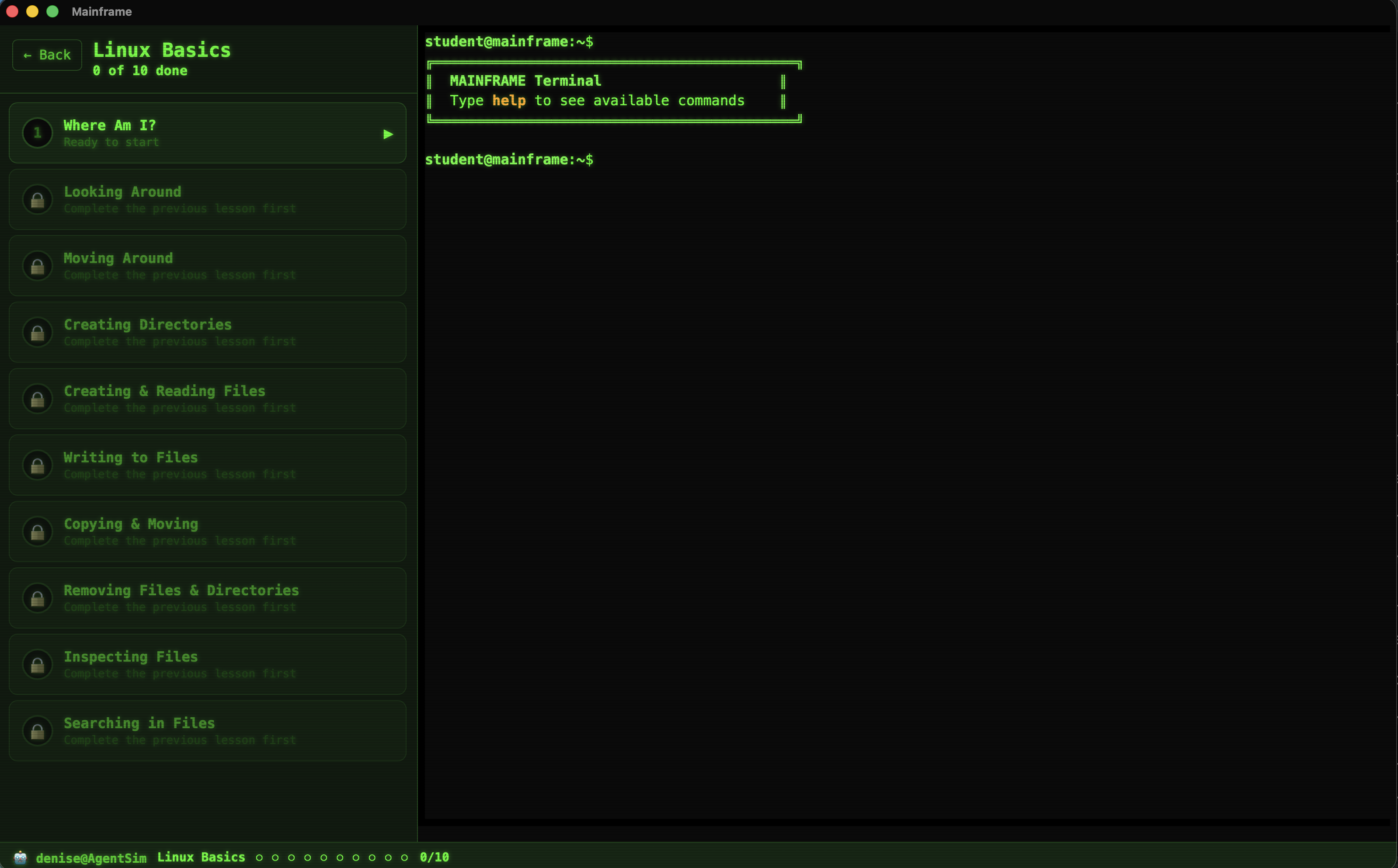 Linux Basics mission list