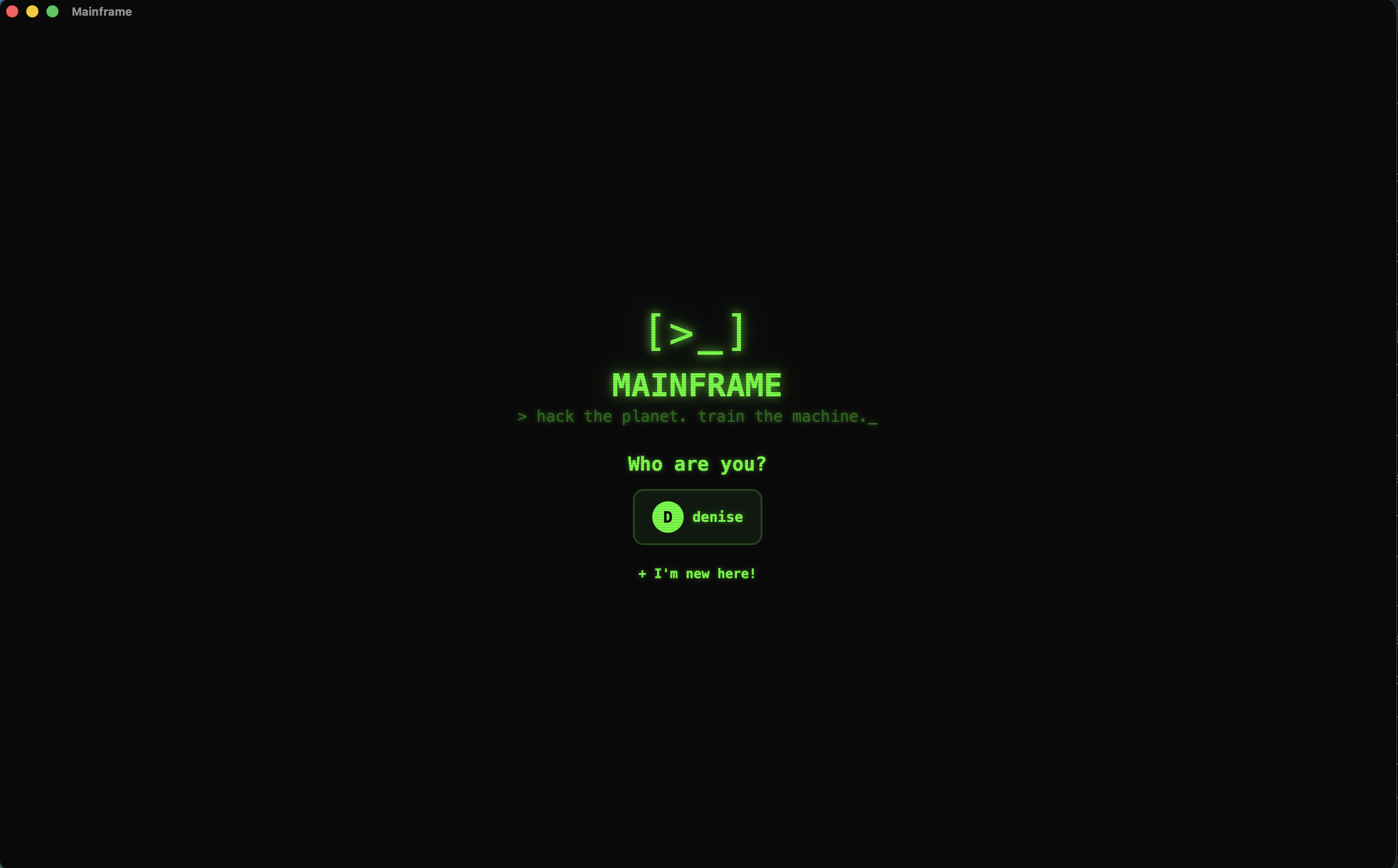 Mainframe login screen