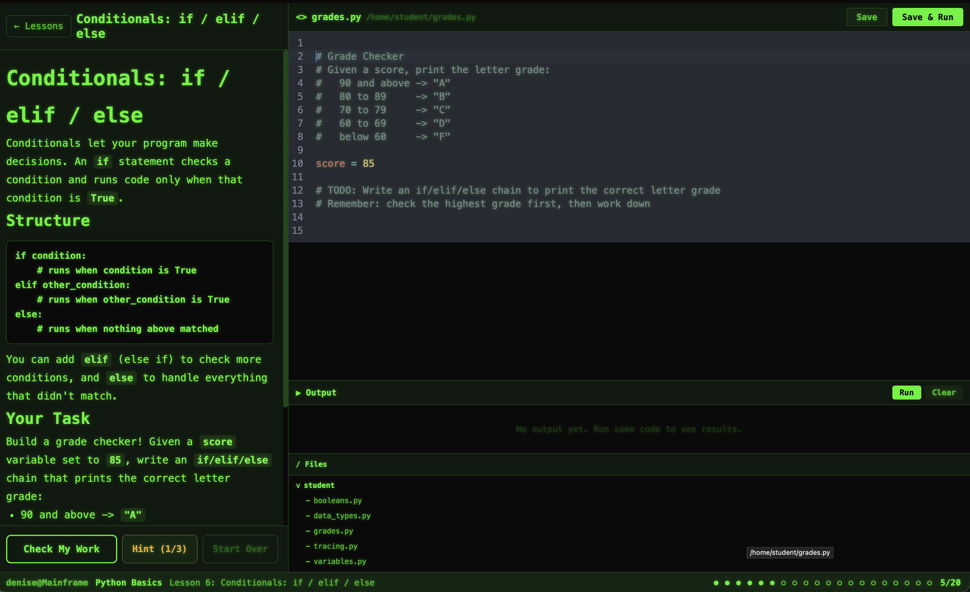 Mainframe directive selection